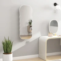 HOMCOM Espejo Joyero con Luz LED Montado en la Pared o en la Puerta con Cerradura Espejo Entero Blanco(m-9)
