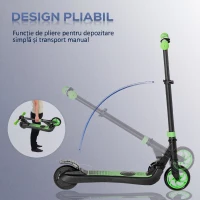HOMCOM Trotinetă Electrică Pliabilă pentru Copii 6+ Ani cu Înălțime Reglabilă, 71x36.5x75-80 cm, Negru și Verde(m-7)