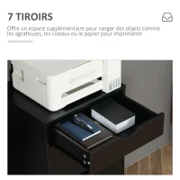 Vinsetto Caisson de bureau à roulette meuble rangement bureau avec 7 tiroirs organisateur pour documents, format A4 ou lettres(m-5)