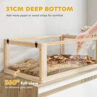 PawHut Wooden Hamster Cage with Detachable 31cm Deep Bottom, Hut, Seesaw, Exercise Wheel, Ramp, 80 x 50 x 76cm, Natural(m-5)