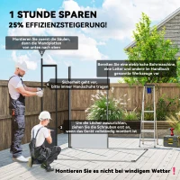Outsunny 1,9 x 1,9 m Tuinhuis, Gereedschapsschuur van Kunststof, Afsluitbare Deuren, 2 Ventilatieopeningen, Donkergrijs(m-4)