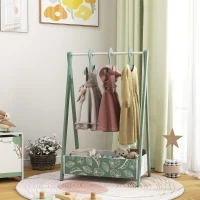 AIYAPLAY Baby Clothing Rack with Hangers, Storage Shelf for Bedroom, Leaf Theme, for Ages 3-6, Green(m-10)