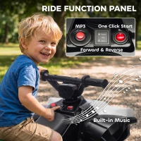 AIYAPLAY 6V Kids ATV, 4 Wheeler Electric Ride on Car with Music and LED Headlights, for Ages 18-56 Months Boys and Girls, White(m-6)
