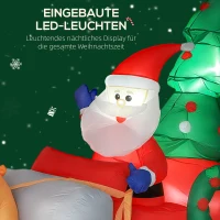 Outsunny Opblaasbare kerstdecoratie, kerstman in rendierslee, polyesterstof, LED-lichtjes, kleurrijk(m-4)