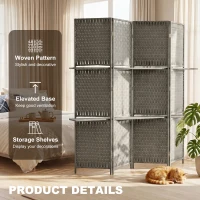 HOMCOM Wave Fibre Freestanding Folding Privacy Screen Panels, Room Divider, Grey(m-6)