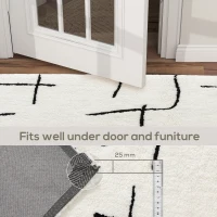 HOMCOM Modern Fluffy Area Rug, Geometric Pattern Washable Rug, Soft High Pile Floor Carpet for Living Room, Bedroom, Dining Room, Home Office, 170 x 120 cm, Cream(m-6)