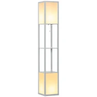HOMCOM Modern Shelf Floor Lamp with Dual Ambient Light, Standing Lamp Living Room, Bedroom, 156cm, Grey(m-1)