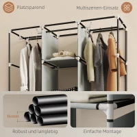 HOMCOM Vliesstoffen Kledingkast, Opvouwbare Kast, Incl. 3 Laden, 125 cm x 43 cm x 162,5 cm, Lichtgrijs(m-6)