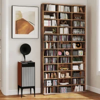 HOMCOM CD Storage Unit with Adjustable Shelves, 102 x 195 cm, Rustic Brown(m-10)
