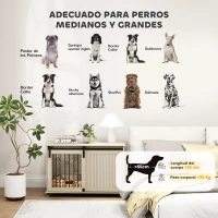 PawHut Jaula para Perros Medianos y Grandes Mesa Auxiliar Moderna con 2 Puertas y Cierre 100x56x65 cm Roble(m-8)