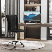 Vinsetto Silla de Escritorio Giratoria sin Brazos Silla de Malla con Altura Ajustable Carga 100 kg 43x58x90-100 cm Negro(m-6)