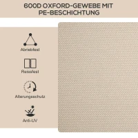 Outsunny Campingstoelen, 2 x Strandstoel, Opvouwbaar, Staal, Houtlook, Khaki(m-6)
