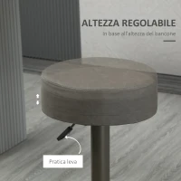 HOMCOM Set 2 Sgabelli da Bar Girevoli con Poggiapiedi e Altezza Regolabile, 35x36x64-85cm, Grigio(m-5)