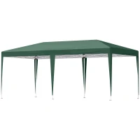Outsunny Pop Up Gazebo 3 x 6m, Foldable Canopy Tent, Height Adjustable Wedding Awning Canopy w/ Carrying Bag, Green(m-10)