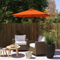 Outsunny 2m Tilting Wooden Pole Parasol - Orange(m-10)