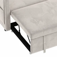 HOMCOM Sofá Cama 2 Plazas 3 en 1 de Terciopelo Holandés con Respaldo Ajustable y 2 Cojines Beige(m-8)