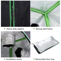 Outsunny Grow Tent Reflective Mylar Hydroponic with Adjustable Vents and Floor Tray for Indoor Plant Growing, 120 x 60 x 150 cm (47" x 23.5" W x 59")(m-4)