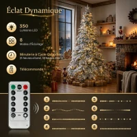 HOMCOM Sapin de Noël Artificiel 180 cm Arbre de Noël Lumineux Enneigé, Branches Articulées, Lumière 350 LEDs, Vert et Blanc(m-5)