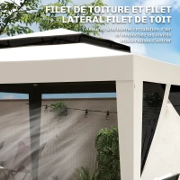 Outsunny Tonnelle barnum de jardin 3 x 3 m avec 4 moustiquaires amovibles - double toit - crème(m-6)
