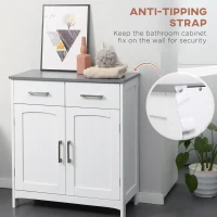 kleankin Freestanding Bathroom Cabinet, Storage Cupboard with 2 Drawers, Double Doors, Adjustable Shelf, White(m-6)