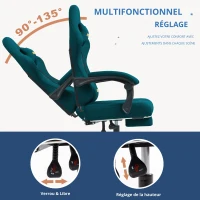 Chaise gaming avec repose-pieds, coussin doux pour la nuque et les lombaires, coussins de soutien amovibles, 60x60x122 cm, Bleu marine(m-4)