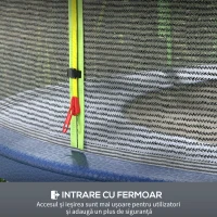 SPORTNOW Plasă de protecție pentru trambulină cu 6 stâlpi și intrare cu fermoar, din PE, Ø305x180 cm, negru și verde(m-5)
