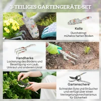 Outsunny Tuingereedschap Set 3 Stuks Tuingereedschap van Metaal met Bloemenschep Handhark Tuinschaar(m-4)