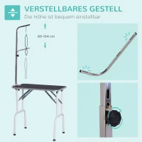 PawHut Trimtafel inklapbaar tafel voor het trimmen dierentrimtafel voor honden katten metaal zwart(m-4)