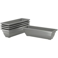 Outsunny 5-delige Set Bloempotten, Plantenbakken van Kunststof voor Terras, Tuin, Balkon, 59 x 21 x 16 cm, Grijs(m-1)