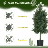 HOMCOM Set 2 Piante Finte di Cedro in PE con Vaso di Plastica PP, in Acciaio e Cemento, 38x12.5x90 cm, Verde(m-7)