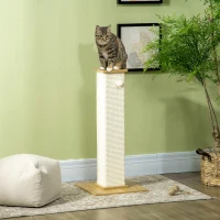 PawHut Poste Arranhador para Gatos com Poste de Sisal e Bola Suspensa para Interior 38x38x80cm Carvalho(m-10)