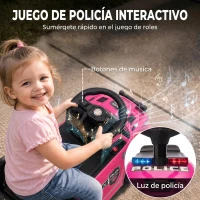 AIYAPLAY Coche Correpasillos de Policía para Niños de 18-36 Meses con Luz Música y Espacio de Almacenaje 65x29,5x36 cm Rosa(m-4)