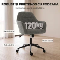 HOMCOM Scaun de Birou Rotativ din Chenille cu înălțime Reglabilă, Gri(m-7)