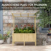 Outsunny Houten verhoogde plantenbak met dak, afwateringsgaten, voering van vliesdoek, weerbestendig, sparrenhout, 110x60x152 cm(m-4)