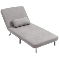 HOMCOM Single Snow Flannel Chair Bed - Grey(m-11)