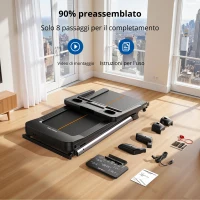 Tapis roulant pieghevole, sistema di chiusura pneumatico azionabile con una sola mano, 4 cuscini elastici, 145x89x130 cm, Nero(m-7)