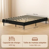 HOMCOM Estrado Estofado 140x190 cm, Estrutura de Cama com Revestimento em Chenille, 10 Ripas de Madeira, 9 Pés Estáveis, Cinza(m-3)