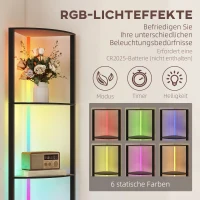 HOMCOM LED Vloerlamp 5-niveaus dimbare vloerlamp met rek, RGB kleurenwisseling, afstandsbediening(m-4)