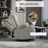 HOMCOM Relaxfauteuil met Voetensteun en Ligfunctie, incl. Bekerhouders, tot 150 kg, Bruin(m-4)