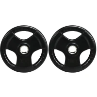 SPORTNOW Halterschijf, 2-delige Set, 15 kg per Schijf, Drie Handgrepen, Vloerbeschermende Rubberen Jas, Metaal(m-10)