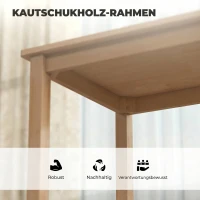 HOMCOM 3-delige Eettafelset met 2 Stoelen, Keukentafel voor Compacte Ruimtes, Gevoerde Stoelen, Ruimtebesparend, MDF, Natuurlijk Hout(m-7)