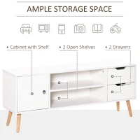 HOMCOM TV Stand for TVs up to 50", TV Console Cabinet with Open Storage Shelf and Drawers for Living Room, Entertainment Room and Bedroom, White(m-5)