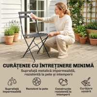 Outsunny Scaune de Grădină cu Cadru Metalic, Format din 2 Piese, Negre(m-8)
