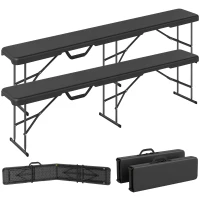Outsunny Campingbank, Kunststof Buitenbank, Draagvermogen 240 kg, Zwart(m-11)