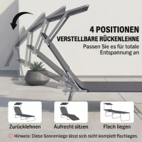 Outsunny Klapbare ligstoel met zonnescherm, verstelbare rugleuning, metalen frame, 187 x 58 x 36 cm, grijs(m-5)