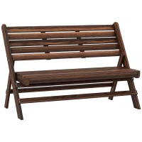 Outsunny Tuinbank voor 2 personen, rustiek ontwerp, inklapbaar, natuurlijk hout, 122 x 63 x 83 cm, gebrande afwerking(m-11)