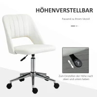 Vinsetto kantoorstoel draaistoel bureaustoel in hoogte verstelbaar 360° draaibaar schelpvorm met naadlijn design schuimstof fluweelzacht polyester beige 49 x 54 x 79-91 cm(m-4)