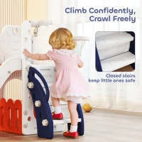 AIYAPLAY 5 in 1 Kids Slide Set with Basketball Hoop, Climbing Frame, Telescope, Storage Box for Toddlers Ages 1-3, Orange(m-7)