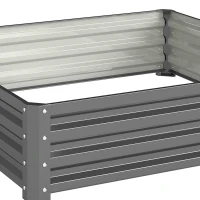 Outsunny 432L Square Raised Garden Bed Box Steel Frame for Vegetables, Flowers and Herbs, 120 x 120 x 30cm, Light Grey(m-12)