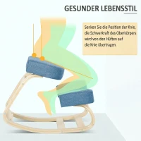 Vinsetto Kniestoel, ergonomische zittingkruk, gewatteerde kruk voor gezonde zithouding, berkenhout, 120 kg belastbaar, Blauw(m-6)